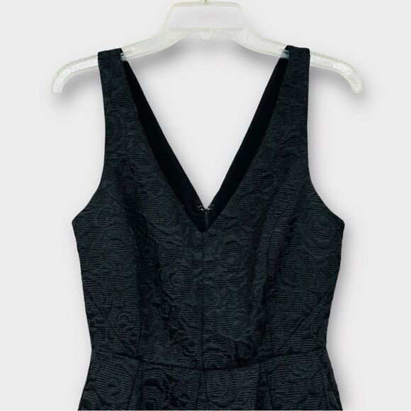 ERIN Erin Fetherston Fit and Flare V-Neck Jacquard Party Dress in Black Size 2 - Picture 5 of 8